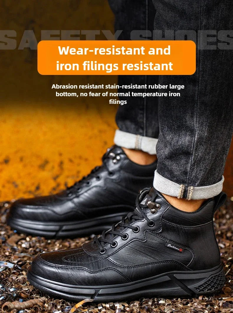 waterproof safety sneaker for men winter anti-slip boots man construction indestructible black work boots steel nose work shoes