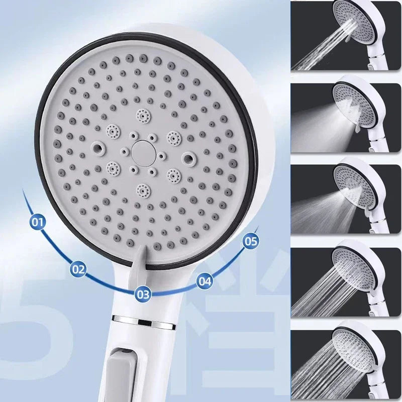 5 modos de cabeça de chuveiro anti calcário filtro higiênico remover calcario titular alça chuvas spa mangueira conjunto para acessórios do banheiro