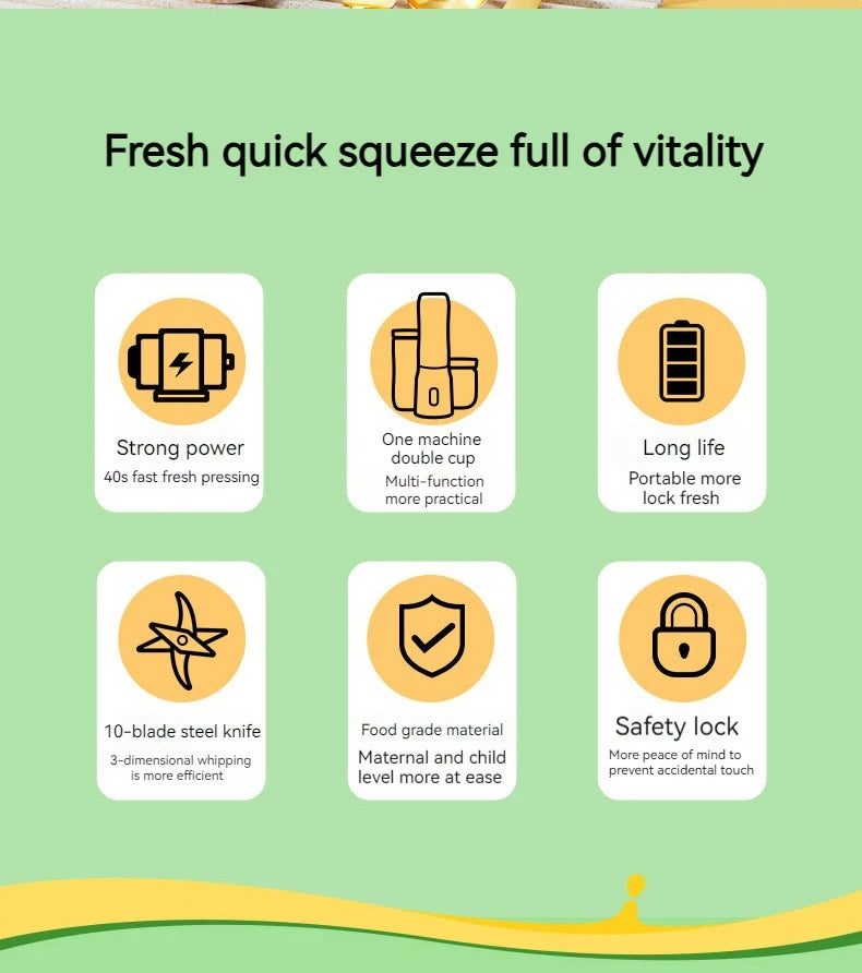 New Portable Automatic Juice Press Fruit Juice Blender USB Rechargeable Wireles Mini Juice Press Kitchen Tools Baby Food Blender