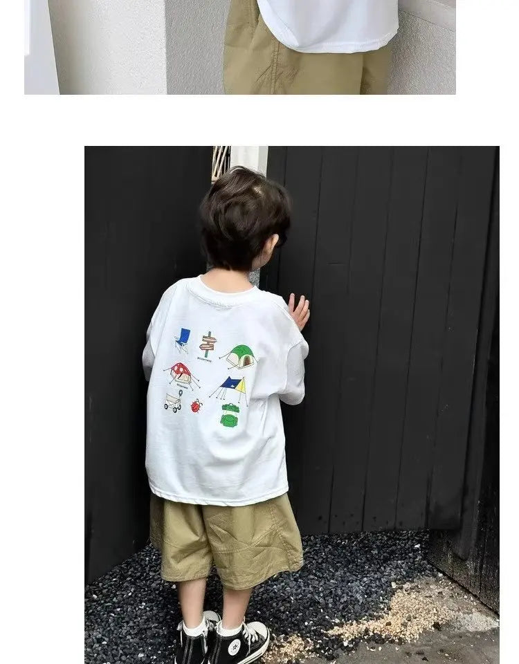 Boys' Summer Short Sleeve T-shirt New Small And Medium Children's Round Neck Top Children's Casual Versatile Half Sleeve Fashion