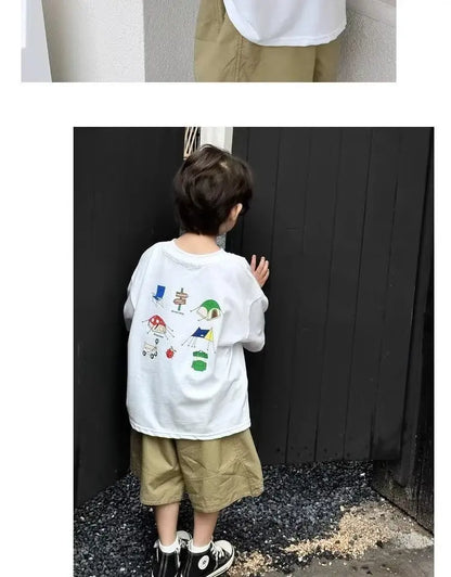 Boys' Summer Short Sleeve T-shirt New Small And Medium Children's Round Neck Top Children's Casual Versatile Half Sleeve Fashion