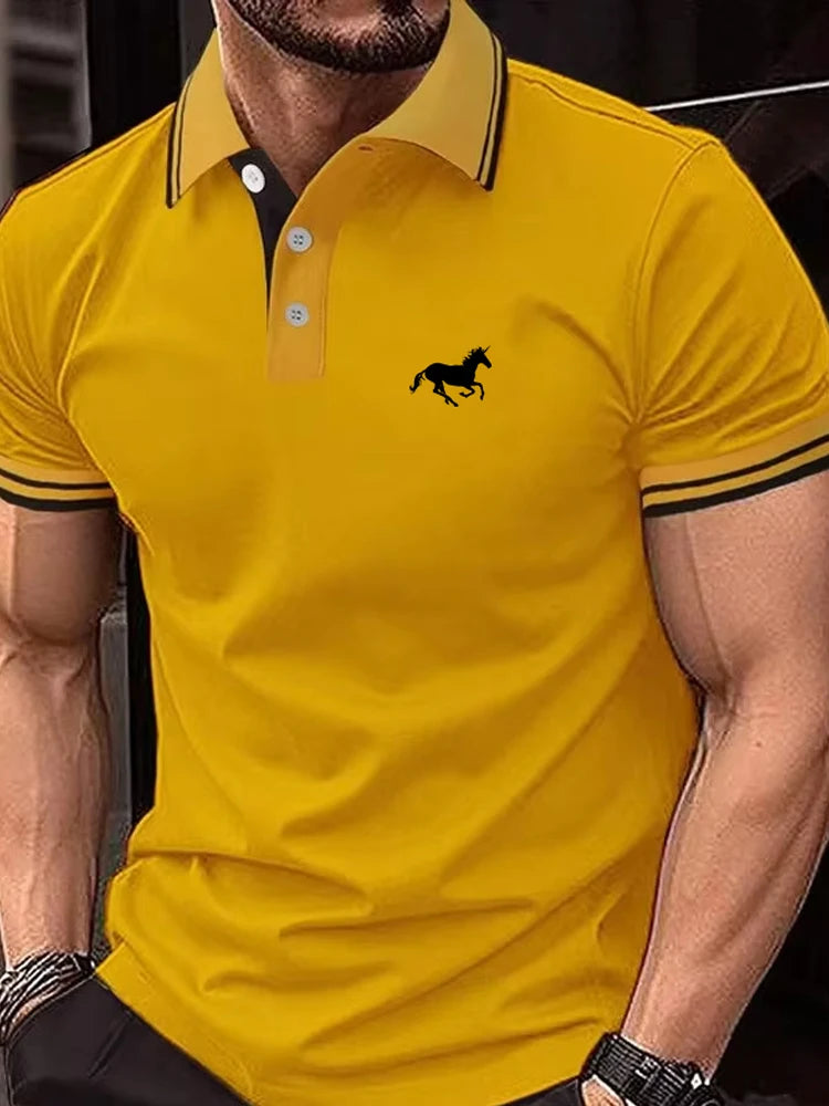 New Men's Classic Short Sleeve Polo Shirt Summer Top Casual T-shirt Button Lapel Super Large S-3XL Casual Polo Shirt