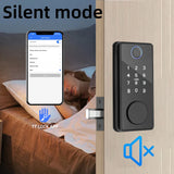 RAYKUBE DS01 BLE TT Lock Smart Fingerprint Deadbolt Lock with Latch/Door Sensor Auto Lock Key/Password/Card/ TT Lock APP Unlock