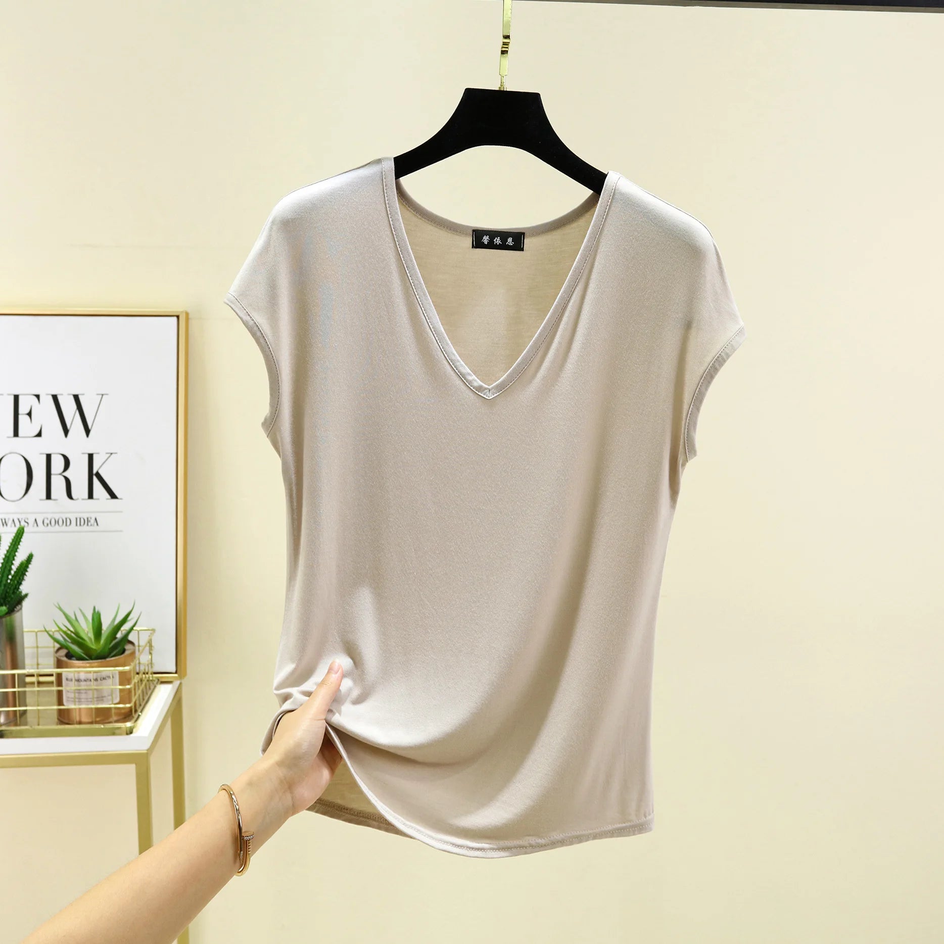 Modal V-Neck Tank Tops summer women's T-shirts sleeveless Plus size Thin Casual Loose Tee tops All match