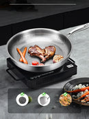 German Titanium Steel Frying Pan Uncoated Non Stick Pan Fish Scale Hammer Pattern Household Steak Frying Pan Kitchen Cookware