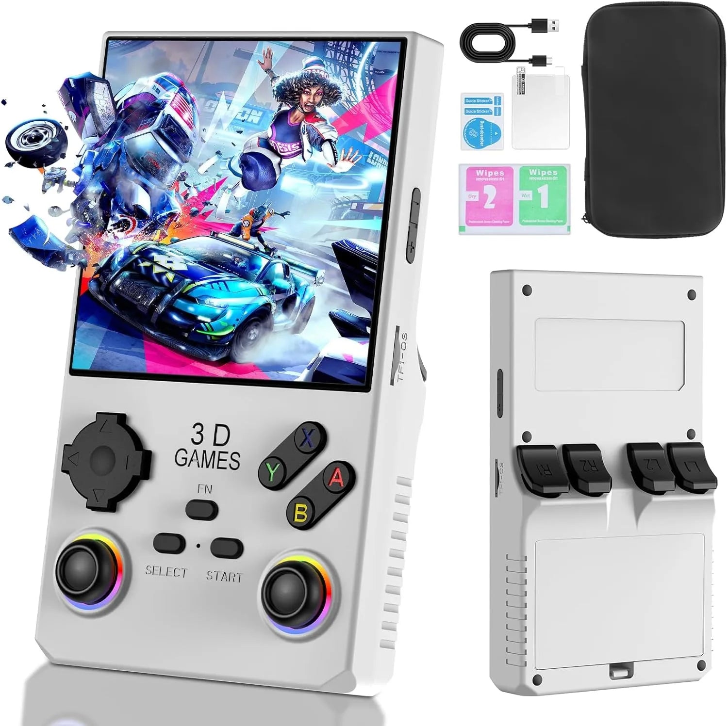 2025 V40MAX Handheld Game Console 4'' IPS Screen 4000mAh Battery Joystick RGB lighting Effect 256GB with more than 40000 games