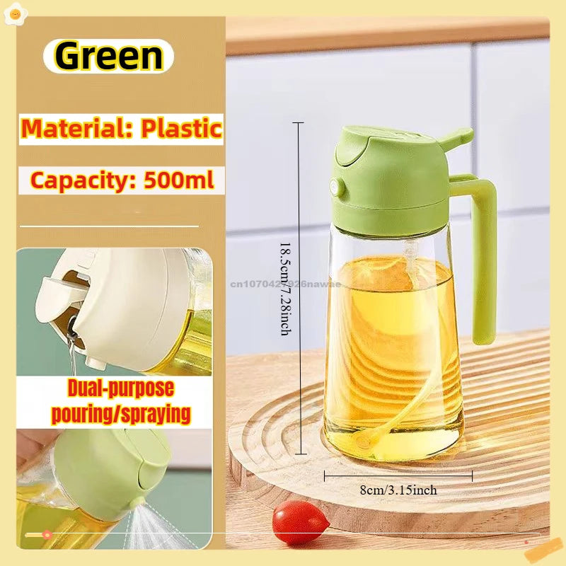 2 in1 Oil Spray Bottle Plastic Kitchen Barbecue Cooking Olive Oil Dispenser Oil Jar Baking Vinegar Soy Sauce Spray Container