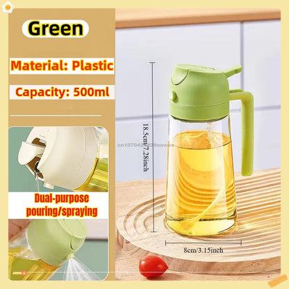 2 in1 Oil Spray Bottle Plastic Kitchen Barbecue Cooking Olive Oil Dispenser Oil Jar Baking Vinegar Soy Sauce Spray Container