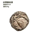 Natural Grass Chew Ball Toy for Guinea Pigs, Rabbits & Hamsters - Interactive Braided Small Animal Toys with Safe Edible Fibers