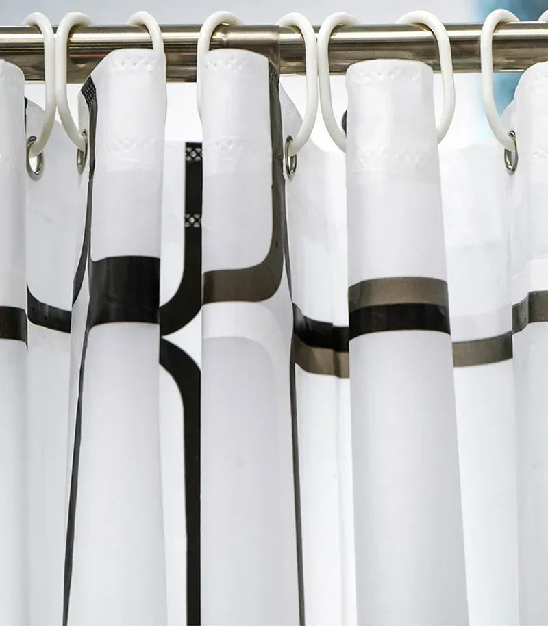 Cortinas de ducha de baño con ganchos, impermeables y resistentes al moho, mamparas de baño duraderas, cortinas de ducha de tela autocortables de PE EVA.