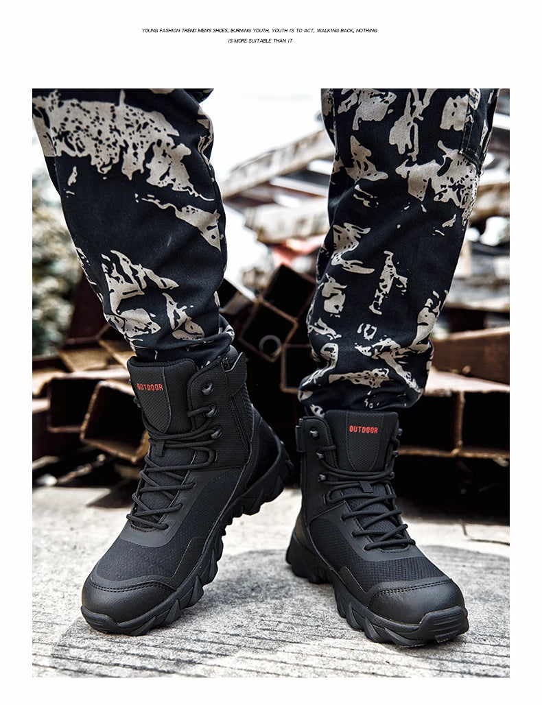 Upgraded Tactics Combat Training Boots Male Outdoors Camping Anti-wear Rapid Response Hiking Shoes Fishing Hunting Sneakers Men