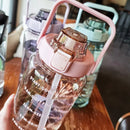 2025 Spring/Summer 2L Large Capacity Outdoor Plastic Bouncing Straw Sports Water Bottle Leak-proof Portable Refill Cups
