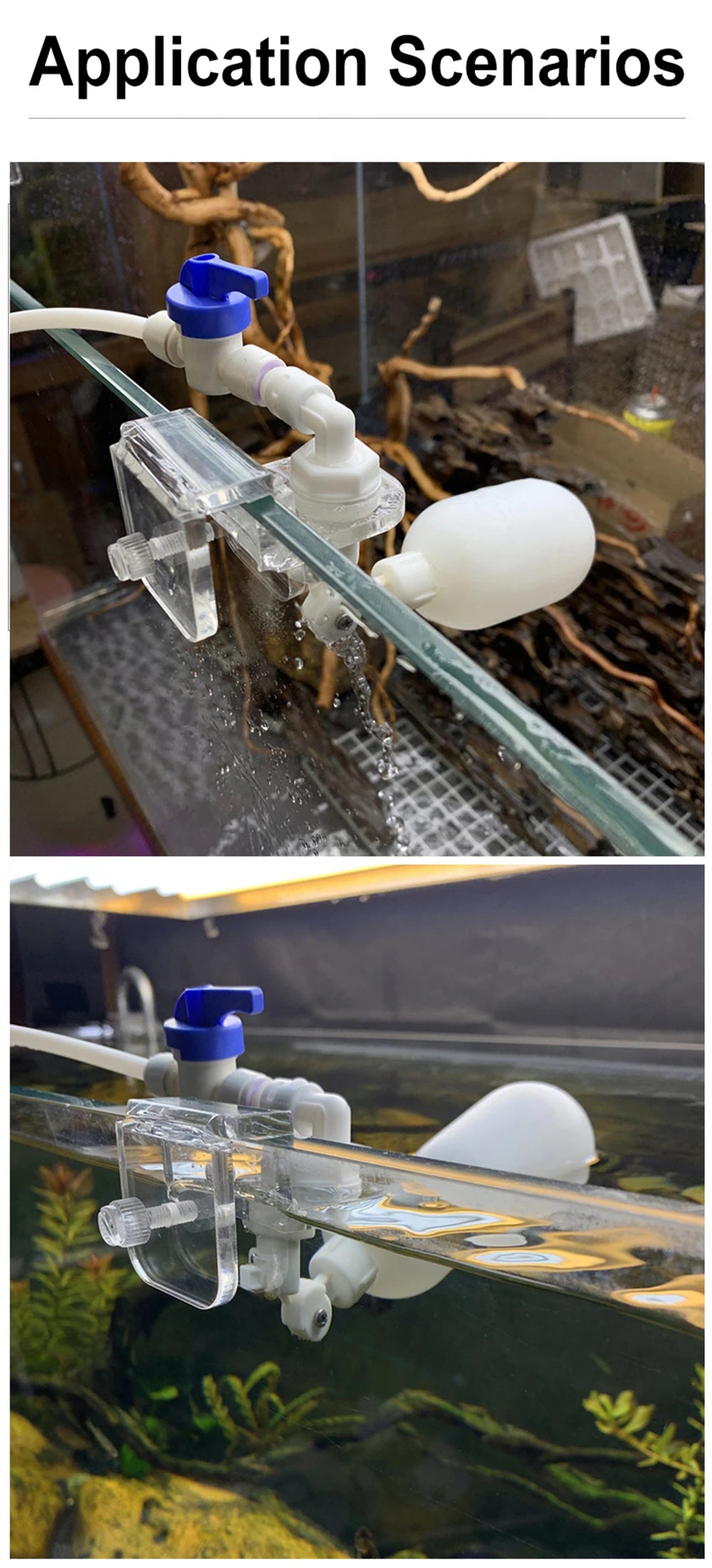 Auto Aquarium Water Changer Kit Power-Free Fish Tank Float Ball Valve Type Auto Water Filler Water Level Controller 1/4 Inch