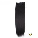 Kit 4 peças extensões de cabelo liso 60cm clip in aplique sintético ombre castanho e louro