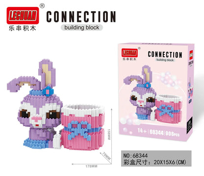 Linkgo Sanrio Building Block Pen Holder Luffy Stitch Chopper Pochacco Kuromi DIY Assembly Super Mario Puzzle Mini Bricks Toys