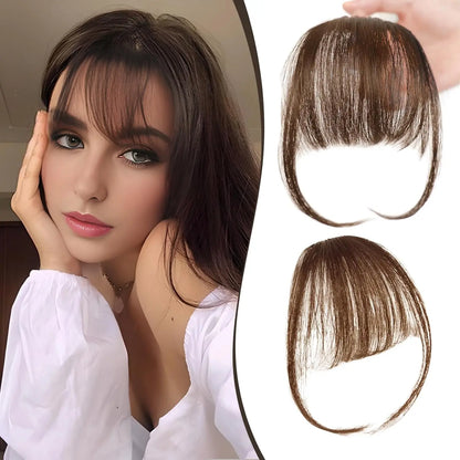 Franja de ar sintética invisível falsa, extensão de cabelo com prendedor frontal, peças de cabelo, franja de ar, fibra, bom acessório de estilo de cabelo