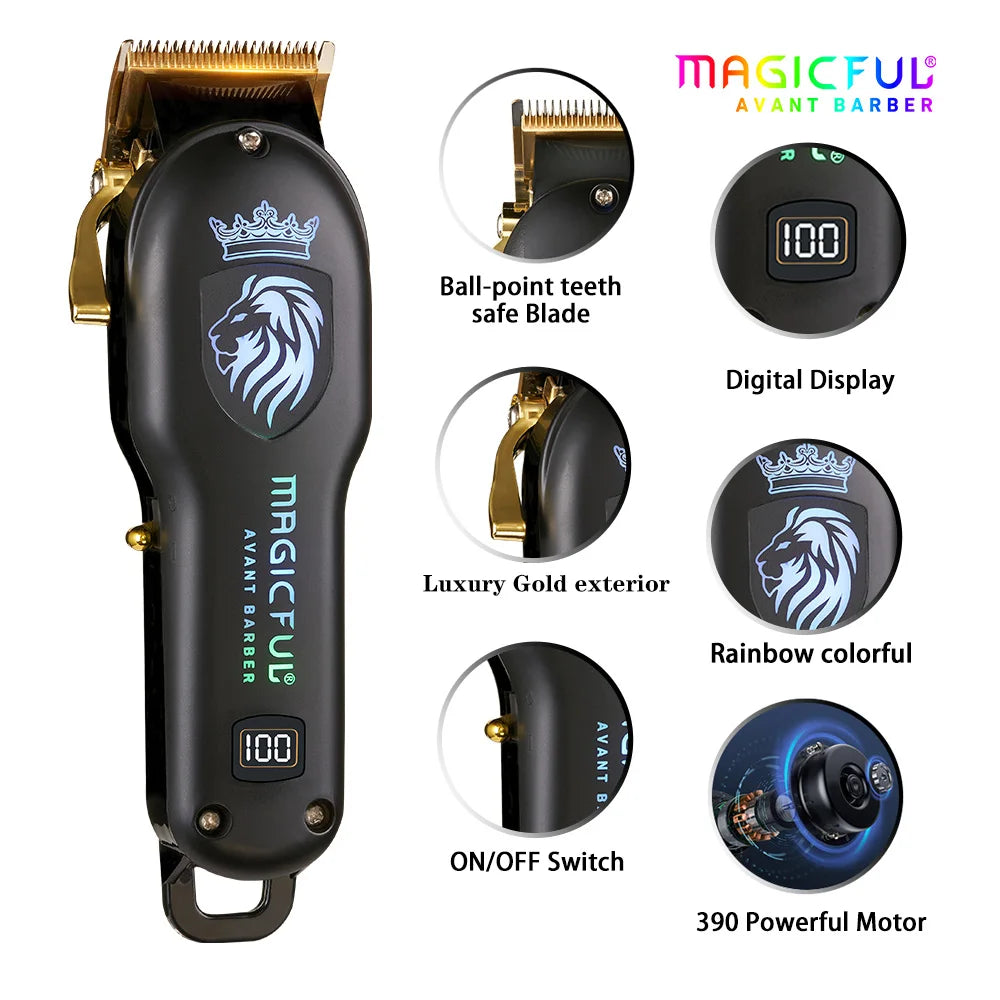 MAGICFUL New Professional Hair Clipper Rechargeable Electric Trimmer For Men Beard Kids Barber Cutting Machine Haircut Machine
