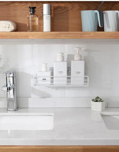 Estante organizador de baño de esquina, estantes de almacenamiento de esquina montados en la pared, soporte para champú, estante para cosméticos, cesta de drenaje de ducha de hierro