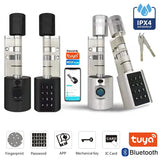 Tuya APP Fingerprint Cylinder Electronic Smart Door Lock Digital Keypad Code Key Card Remote Control Adjustable Home Apartment