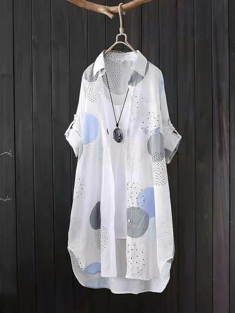 Blusa holgada informal de temperamento para mujer, blusa elegante de manga larga a la moda para mujer, camisa de protección solar para vacaciones y fines de semana.