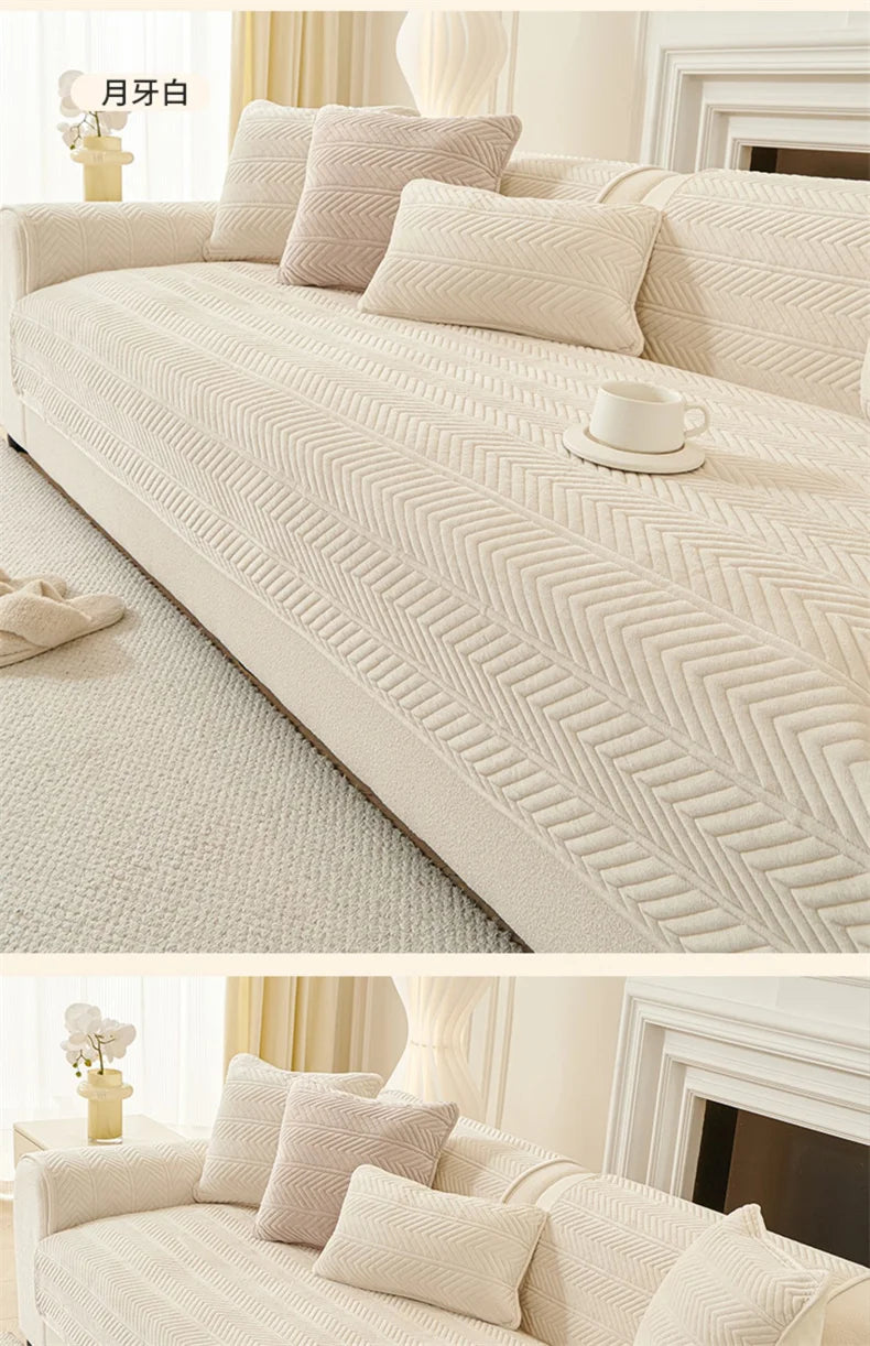 1PC Velvet Thicken Sofa Seat Cover Nordic Universal Sofa Cushion Slipcover Anti-slip L Corner Couch Towel Mat for Living Room