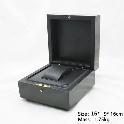 High End Solid Wood Brand Customized Logo High-end Automatic Watch Packaging Box Wooden Shiny Flip Watch Case Storage Display