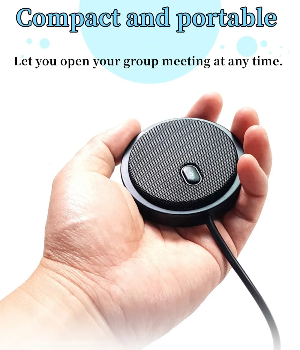 HCSTVCON Microphone Omnidirectional Video Conference Mini Portable 360° Voice Pickup USB Plug for Meeting Business Online Live