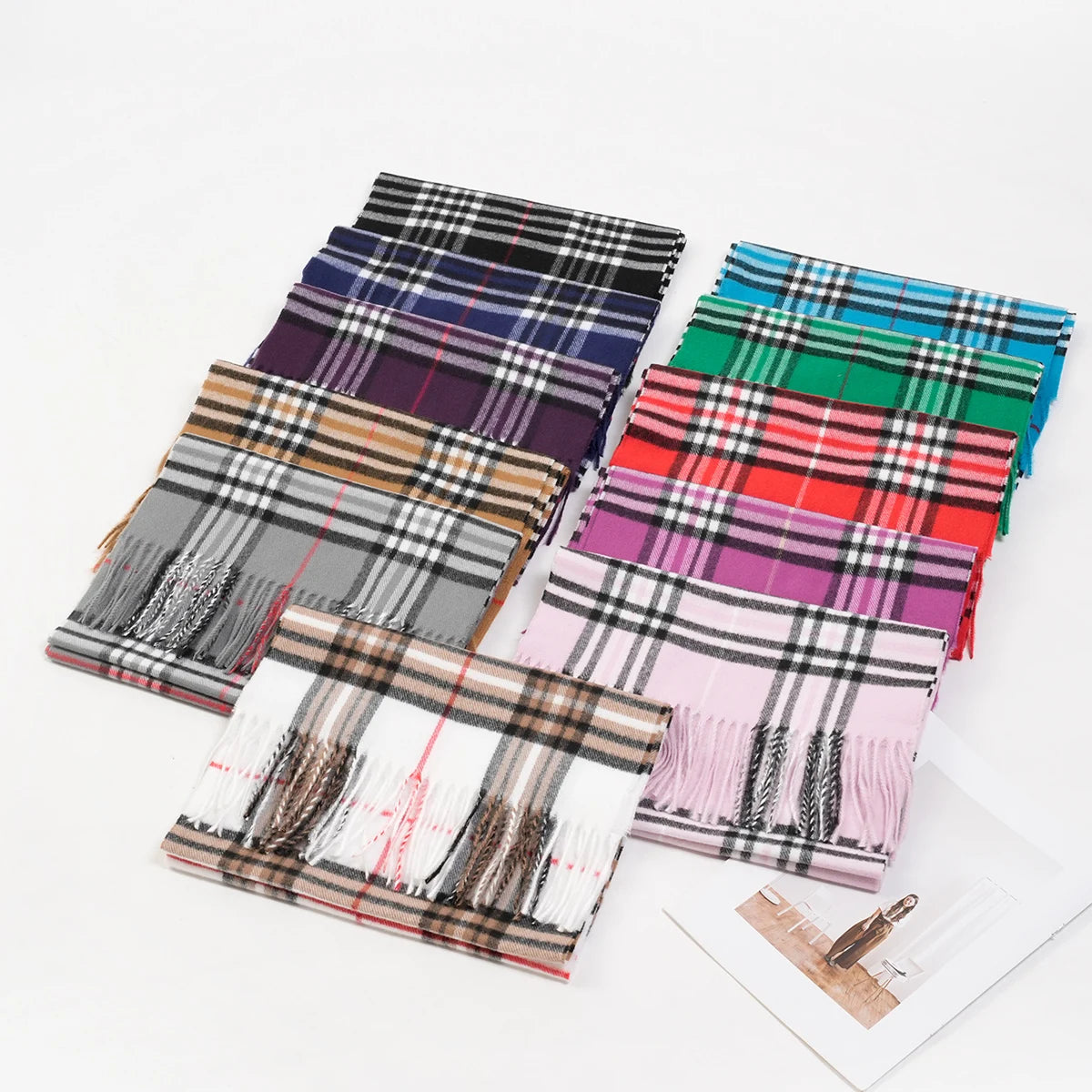 Bufanda tipo chal para hombre con tacto de cachemira cálido a cuadros de Edimburgo, bufanda a cuadros escoceses de estilo preppy