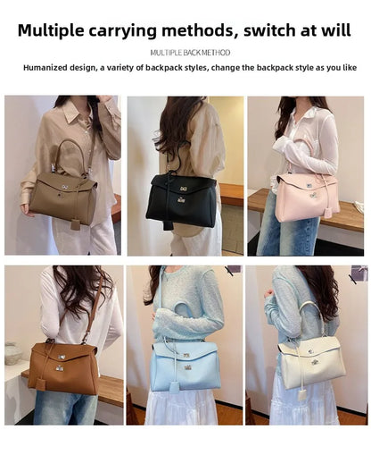 Casual Large Capacity Lychee Pattern Single Shoulder Slant Cross Bag Versatile Underarm Bag Simple Stylish Tote Bag