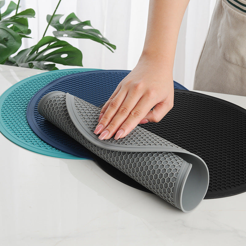 30cm Large Silicone Mat Coaster Heat Resistant Placemat Honeycomb Nonslip Pot Holder Table Mat Round Cup Mat Kitchen Accessories