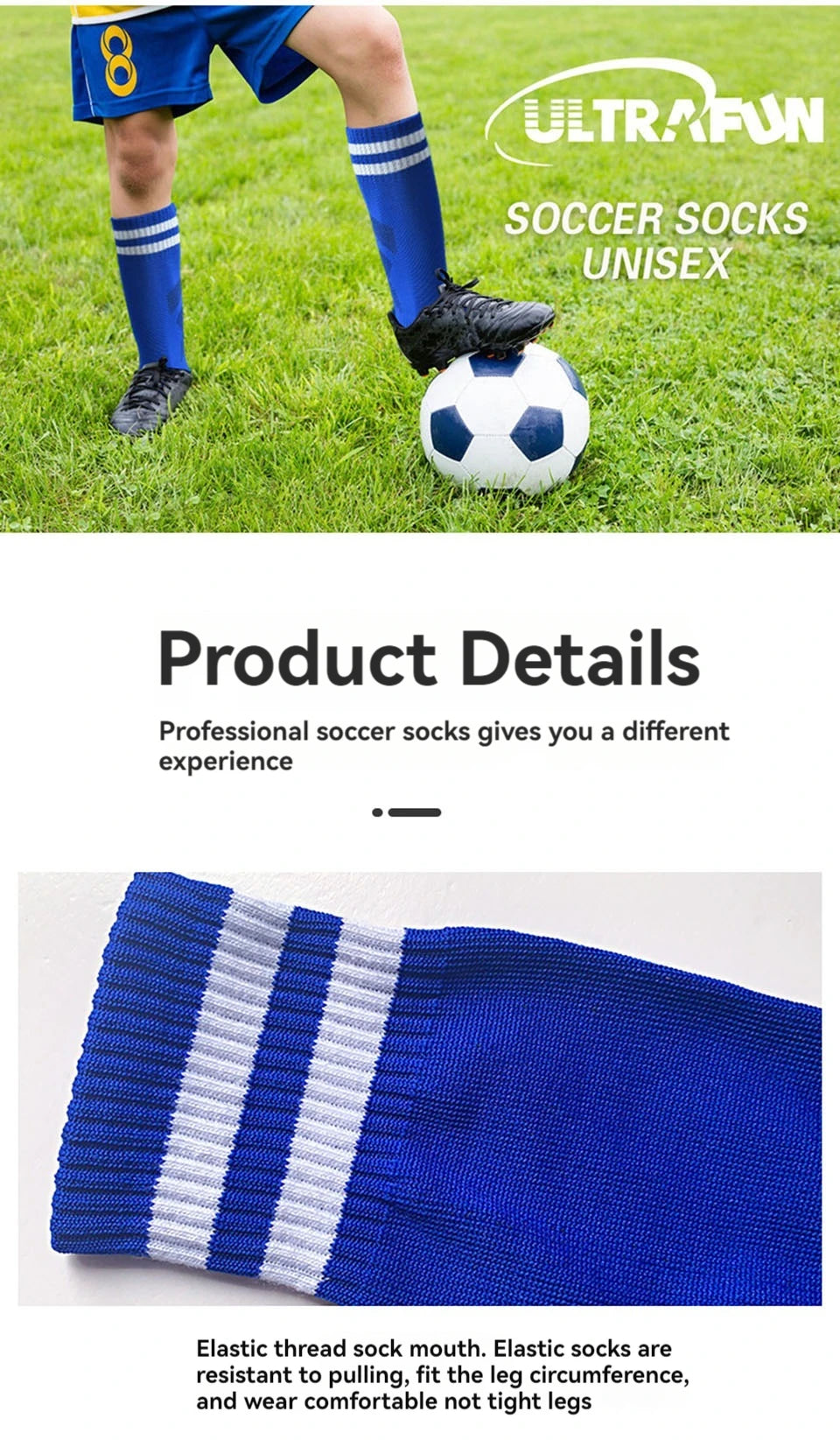 Loogdeel 1 Pair Soccer Socks Stripe Knee High Softball Baseball Team Sports Socks Breathable Football Socks for Kids Adults
