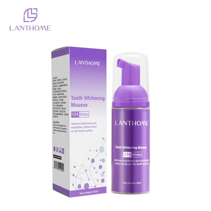 Pasta dental blanqueadora morada V34 de 30 ml. Elimina manchas, reduce el amarilleo y cuida tus dientes, encías, aliento fresco y blanquea los dientes.