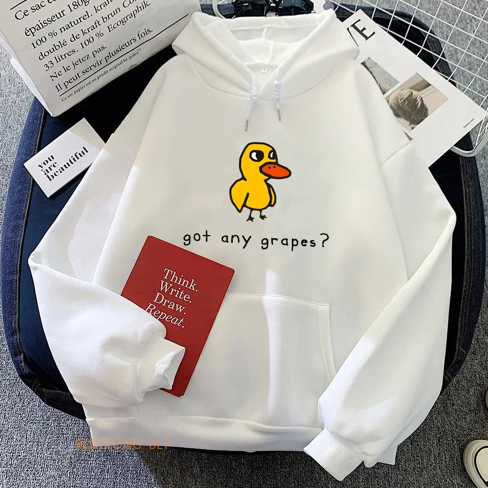 The Duck Song Got Any Grapes Hoodies Kawaii Cartoon Women/Men Sweatshirts Winter Soft Comfortable Hooded Clothing Streetwear