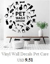 Pet Dog Grooming Wall Stickers Animal SPA Salon Shop Window Glass Decor Vinyl Wall Decals Home Pet Room Dress Up Stickers