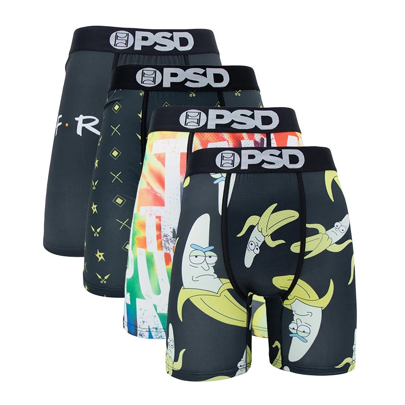 4Pcs Sexy Men Underwear Boxer Shorts Print Boxershorts Panty Cueca Male Panties Lingerie Fashion Underpants man
