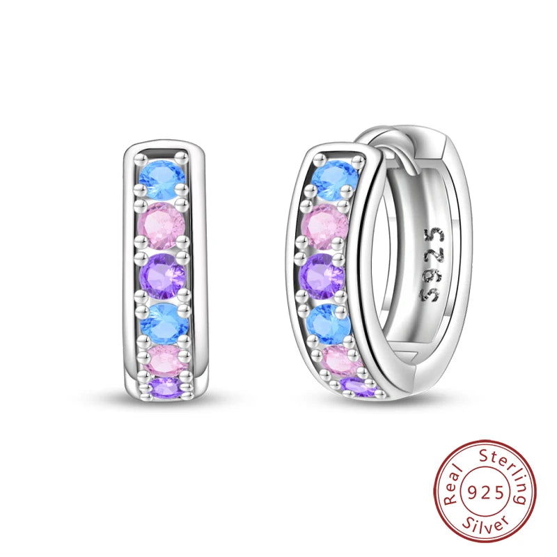Real 925 Sterling Silver Colorful Dragonfly Butterfly Animal Earrings For Women Exquisite Birthday Anniversary Jewelry Gifts