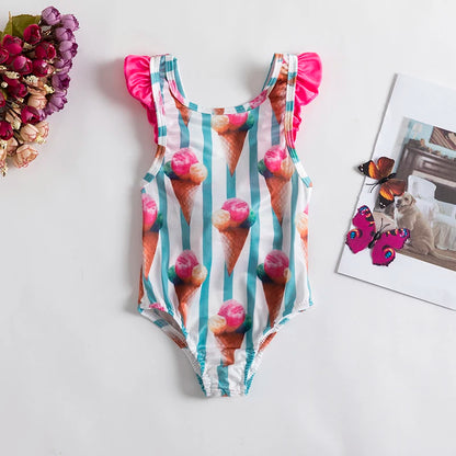 Trajes de baño de una pieza para niñas de 1, 2, 3, 4 y 5 años, estampados, para playa, verano, con lazo
