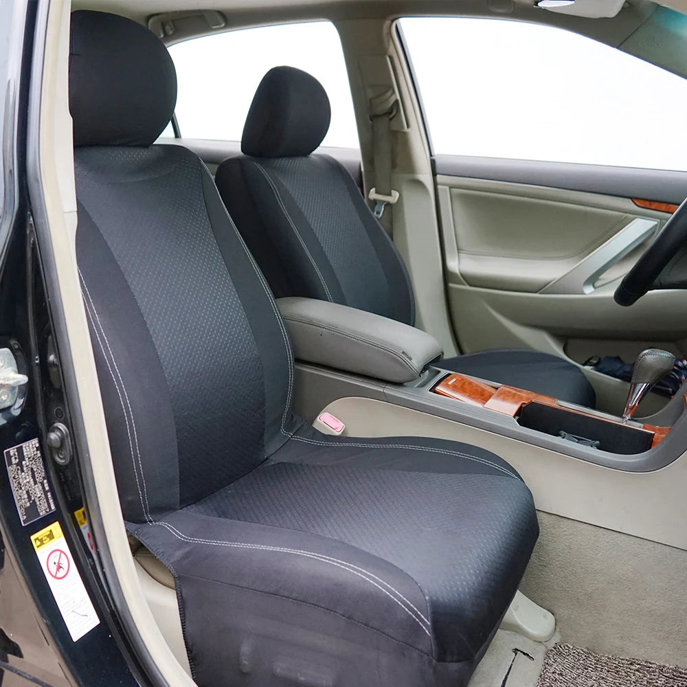 AUTO PLUS Checkered Polyester Patchwork Mesh Fabric Universal Unisex Car Seat Covers Set Accessories Interior  With Sponge
