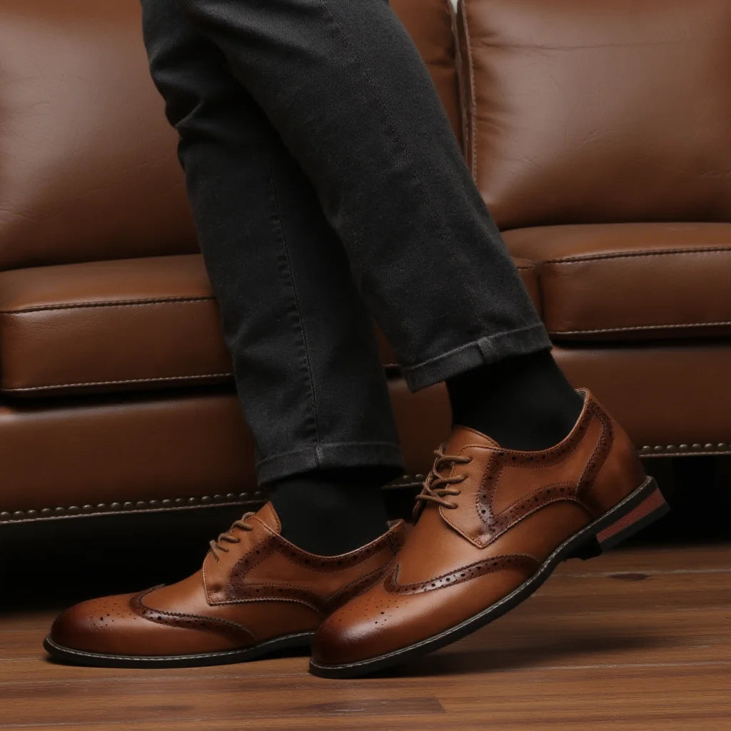 Size 7~13 Brogue Dress Shoes Man Wedding Leather Social Shoe Male