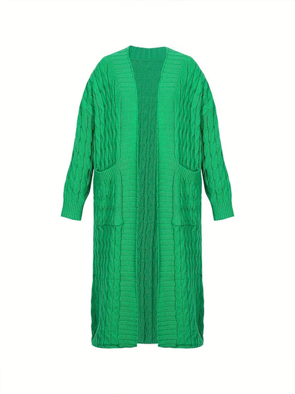 Plus Size Women's Sweater Fashion Casual Cardigan Solid Colour Knitted Sweater Cardigan with Pocket Autumn and Winter Best