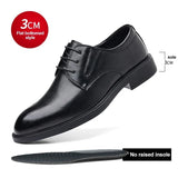 3/6/8 CM Elevator Shoes Men Dress Shoes Black Soft Leather Men Heightening Formal Shoes Casual Business Men Oxfords Suit Shoes