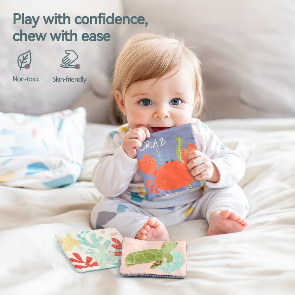 Baby Toys Magic Tissue Box Cotton Finger Exercising Montessori Busy Board Game Educational Toy Soft Rattle Game Ocean Cloth Book