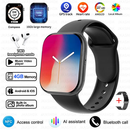 New For Apple Watch 10 GPS NFC Smart Watch Men Women Wireless Charging BT Call Waterproof HD AMOLED Smartwatch For Android IOS