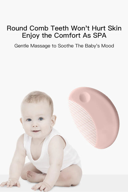 Cute 2 in 1 Eco-friendly Infant Care Baby Comb Brush Set Soft Bristles Hair Brush Round Shape