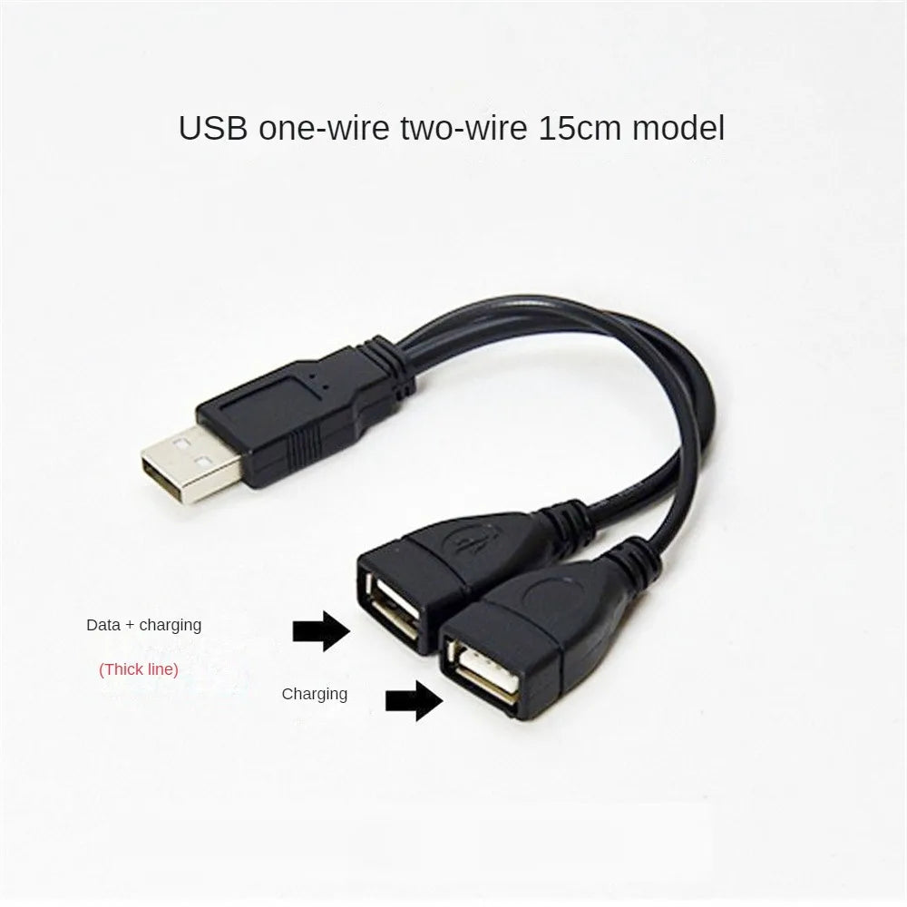2.0 A 1 male to 2 Dual USB Female Data Hub Power Adapter Y Splitter USB Charging Power Cable Cord Extension Cable