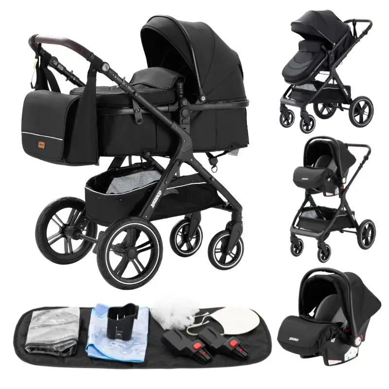 Luxurious Baby Stroller 3 in 1 Portable Travel Baby Carriage Folding Prams High Landscape Aluminum Frame Car for Newborn Baby