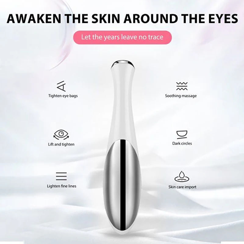 Masajeador eléctrico portátil para ojos, pequeño, para belleza facial y cuidado de ojos, con fuente de alimentación de batería seca, ligero y portátil.