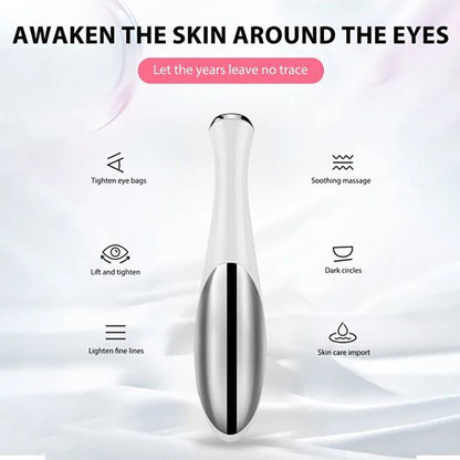 Masajeador eléctrico portátil para ojos, pequeño, para belleza facial y cuidado de ojos, con fuente de alimentación de batería seca, ligero y portátil.