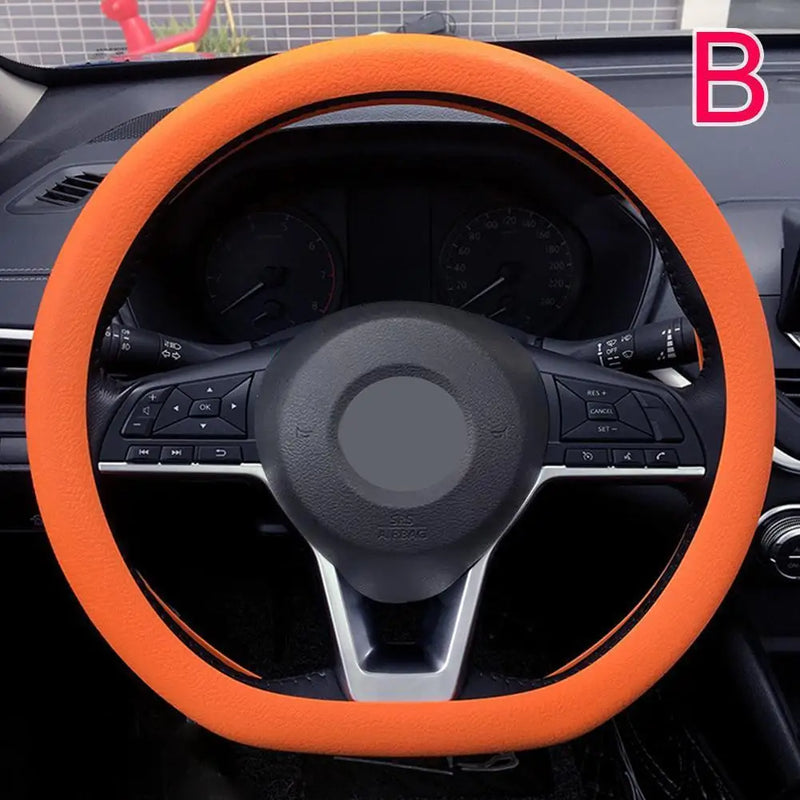 Car Silicone Steering Wheel Cover Men's And Women's Summer Fashion Sweat Wicking Non-slip All-season Model Thin And Soft