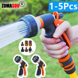 Pistola de riego para jardín, rociador de alta presión con 8 modos, boquilla de riego ajustable, aspersor de riego para césped y plantas, 1-5 piezas